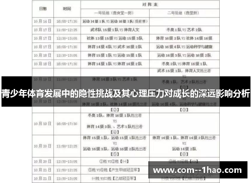 青少年体育发展中的隐性挑战及其心理压力对成长的深远影响分析 青少年体育发展中的隐性挑战及其心理压力对成长的深远影响分析